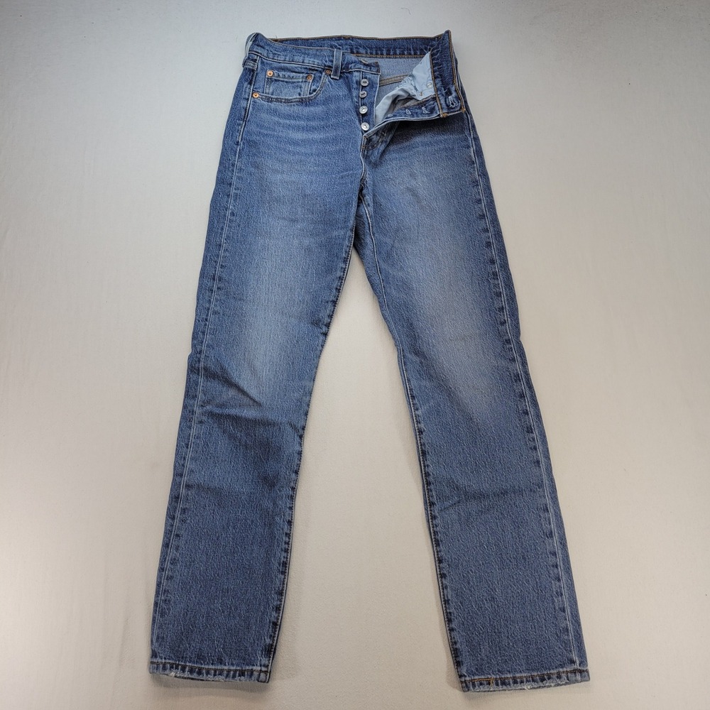 Levi's 501 Original Fit Jeans Women 26 Blue Straight Leg Stretch High Rise